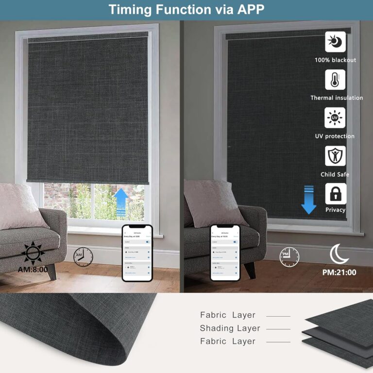 Bringnox Motorized Blinds with Remote,100% Blackout Smart Roller Blinds Compatible with Apple Homekit Google Home and Alexa Via HUB,and Customized