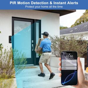 Doorbell Camera Wireless, Head-to-Toe Video, 2K HD Live View, Two-Way Talk,Smart Video Doorbell with Chime,no Subscription,Battery Powered,Motion Detection &Alerts,Works with Alexa &Google(2.4G WiFi)