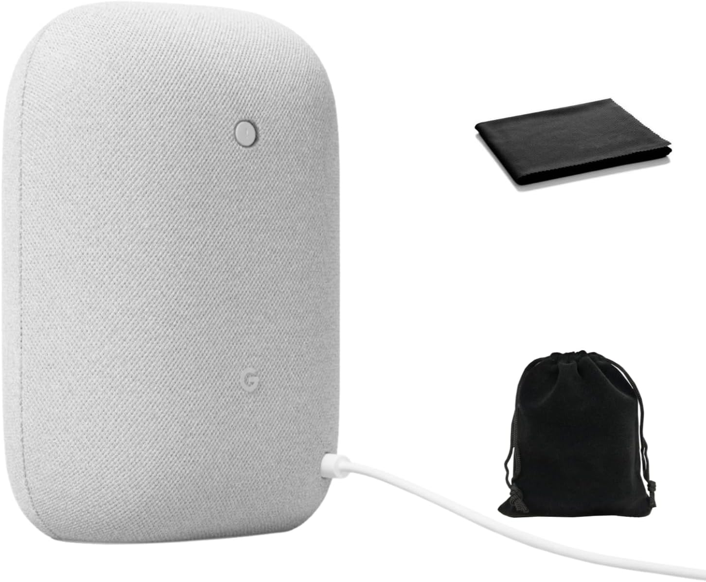 Google Audio Bluetooth Speaker – Wireless Music Streaming, Powerful Sound, Assistant Built-in, Wi-Fi and Bluetooth Connectivity, Smart Home Control, Stereo Pairing, Includes Pouch and Cloth