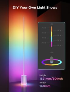 Govee Floor Lamp 2 with Matter, RGBIC, Warm Cool White LED, Alexa Compatible, 1725lm, Music Sync, Scene Modes, Smart Floor Lamp for Living Room, Bedroom, Black(1 Pack)
