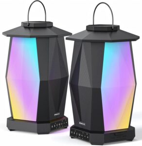 INGA Outdoor Speaker, Bluetooth Wireless Speaker with Lights, Sync up to 100 Speakers, IPX5 Waterproof, 25.8W, 2 Packs, Portable for Outdoors/Patio/Porch/Pool