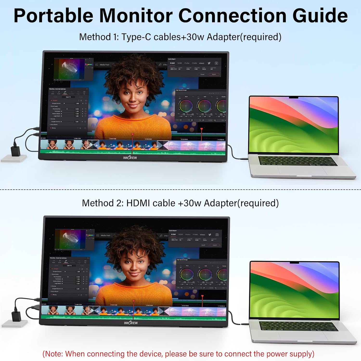 InnoView 23.8 Inch 2K 100Hz Large Portable Monitor ∆
