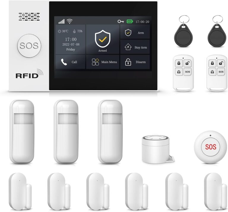 PGST 10-Piece Kits Home Security Alarm System with Real-Time Alerts,WiFi+GSM/4G Smart Life and Tuya APP Control,Compatible with Alexa/Google & Easy Installation for 24/7 Protection