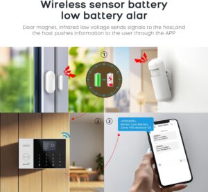 PGST Smart Security System,WiFi GSM 2G/3G/4G Home Alarm Security Systems with Door/Window Sensor Entry Sensors,Smart Life and Tuya App,Compatible with Alexa and Google Assistant (16 Piece Kits)