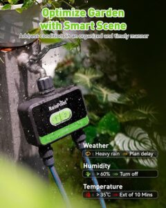 RainPoint WiFi Water Timer for Garden Hose with Brass Inlet, 2-Zone Smart Hose Timer, WiFi Irrigation Controller, Automatic Sprinkler Watering System for Lawns and Yard