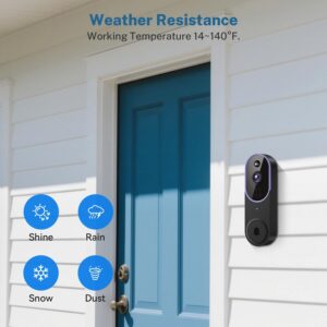 SearByte 1080p Wireless WiFi Video Doorbell Camera, AI Human Detection, Night Vision, Two-Way Audio, 2.4G WiFi Only, Cloud Storage,
