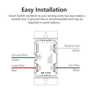 Smart Switch with Matter, Connected Wall Switch for Apple Home, Google Home, SmartThings, Single Pole, NOT for Alexa, UL-Certified, White,10A, 2-Pack