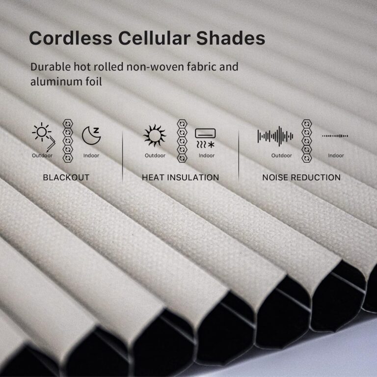 THIRDREALITY ZigBee Smart Blind, Motorized Blackout Window Shades with Remote, Cordless Honeycomb Blinds, Automatic Height Setting, AA Batteries Powered, 23″ W x 72″ H Beige/White