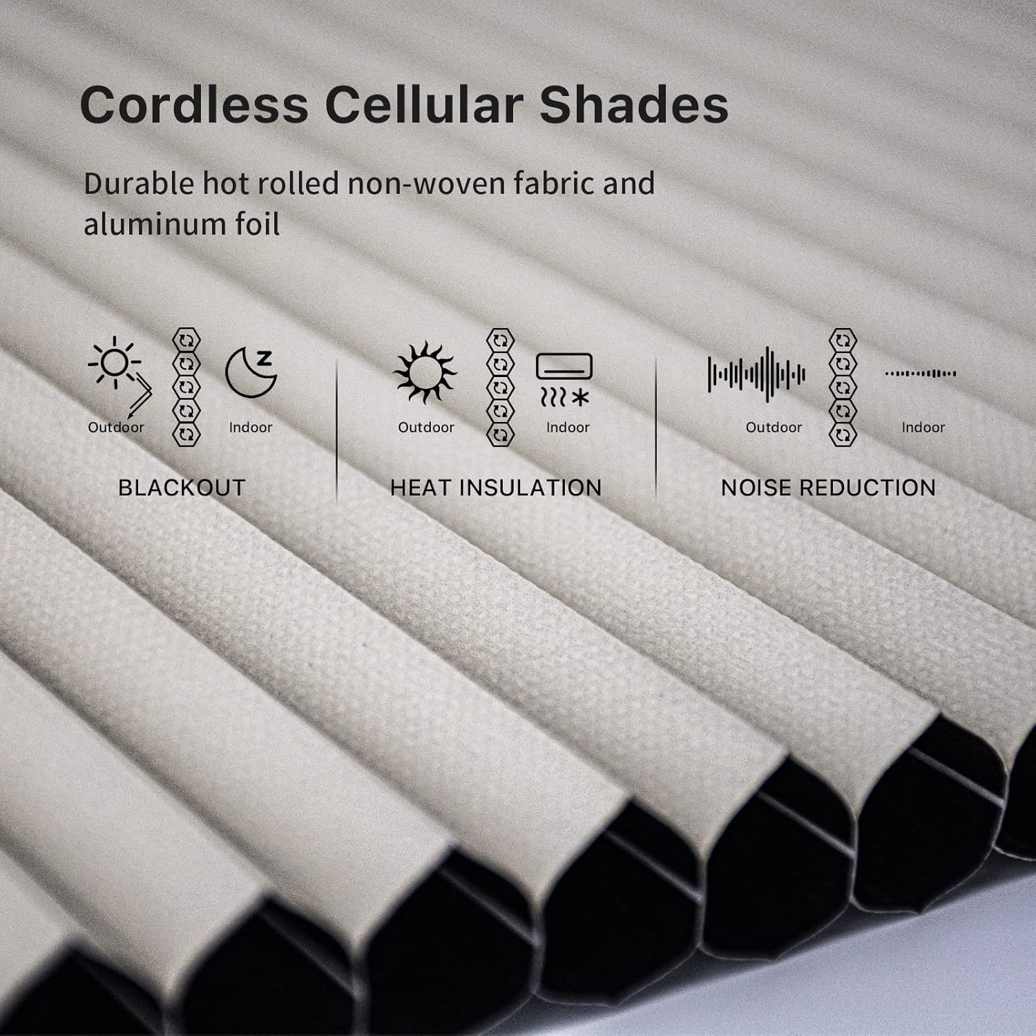 THIRDREALITY ZigBee Smart Blind, Motorized Blackout Window Shades with Remote, Cordless Honeycomb Blinds, Automatic Height Setting, AA Batteries Powered, 23″ W x 72″ H Beige/White