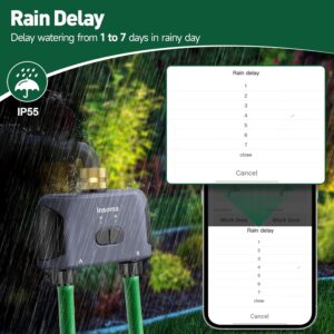 WiFi Water Timer, 2 Zones Sprinkler Timer for Garden Hose, APP Remote Control Hose Timers with Wi-Fi Hub, Voice Control with Alexa, Rain Delay and Manual Mode for Yard Lawn Watering