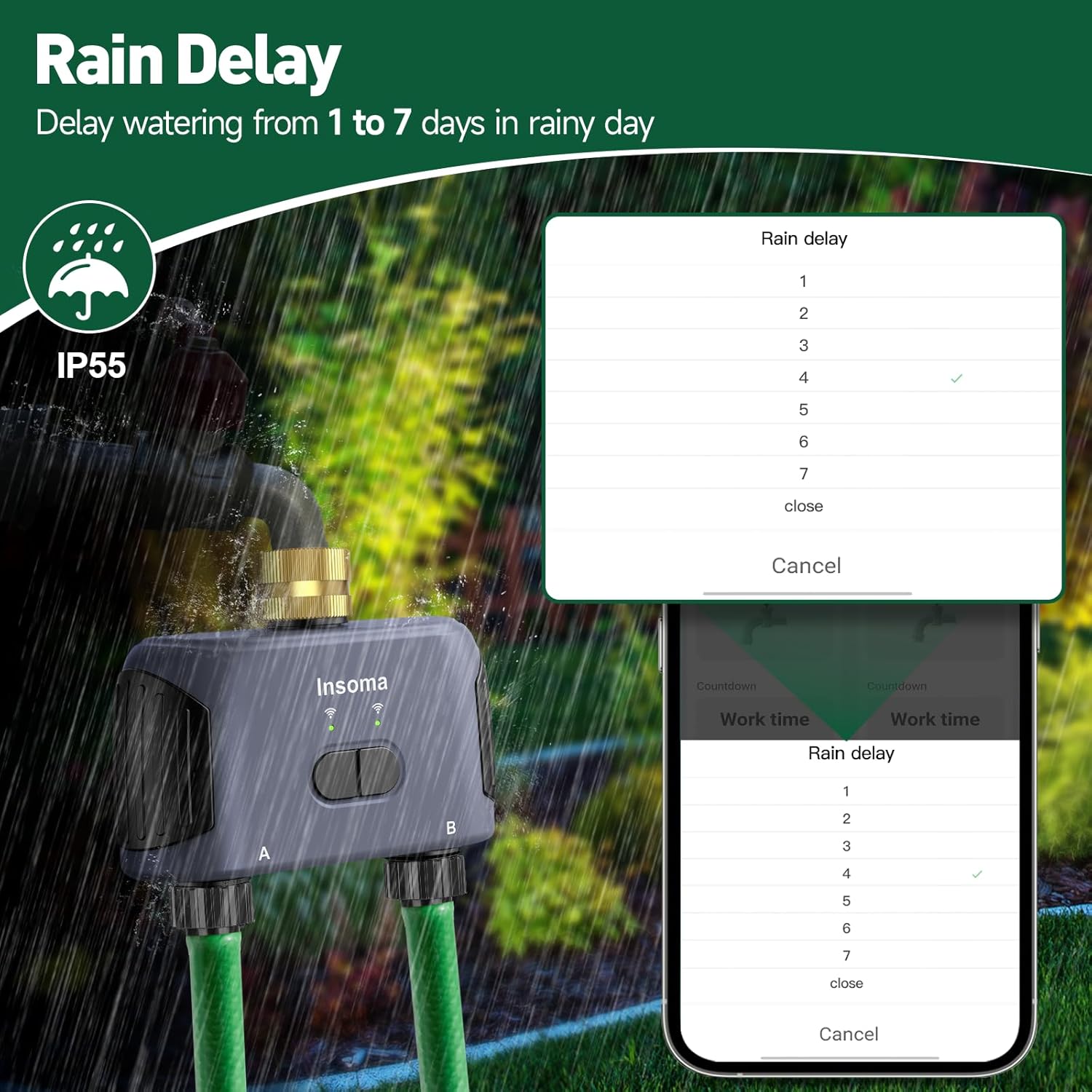 WiFi Water Timer, 2 Zones Sprinkler Timer for Garden Hose, APP Remote Control Hose Timers with Wi-Fi Hub, Voice Control with Alexa, Rain Delay and Manual Mode for Yard Lawn Watering