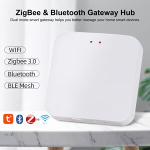 ZigBee 3.0 Hub WiFi & Bluetooth Dual Mode Gateway,Tuya Smart Bridge Wireless Remote Controller,Intelligent Bridge Wireless Smart Gateway Voice Control via Alexa, Google Home