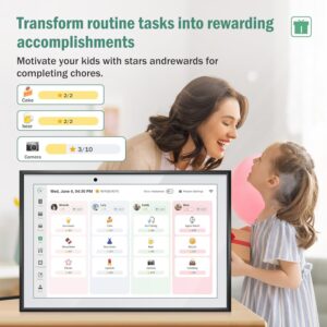 10.1 Inch WiFi Planner Smart Digital Calendar: Two - Way Sync with Phones, Chore Charts, Achievement Rewards, AI Meal Planning,Smart Touchscreen Interactive Display for Family Schedule and Cloud Photo