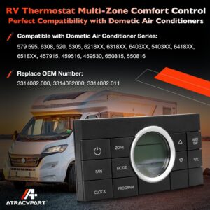 3314082.000 RV Multi-Zone Thermostat 10-Button Comfort Control Center- Compatible with Dometic Air Conditioner Series 579, 595, 600, 6308, 520, 6218xx, 457915- Replaces 3312024.000