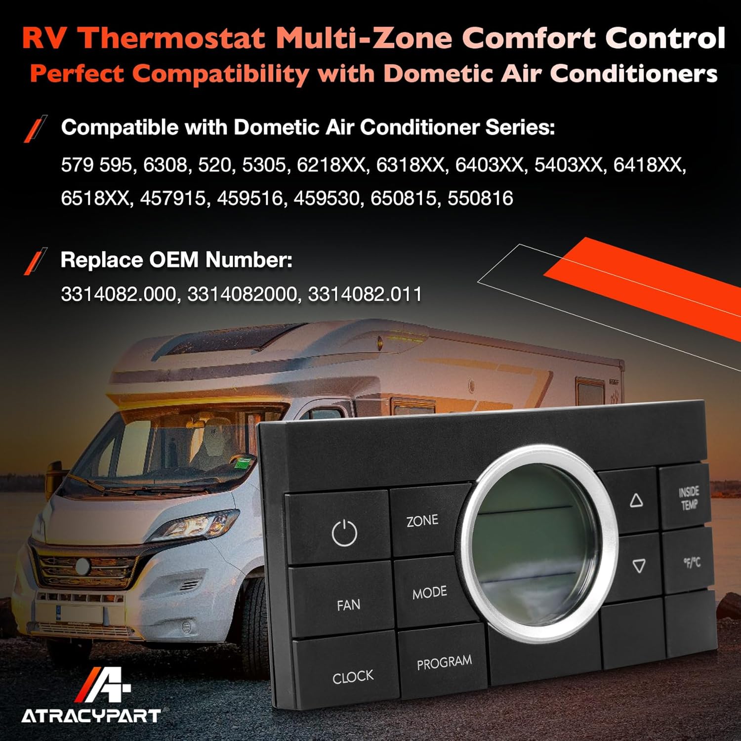 3314082.000 RV Multi-Zone Thermostat 10-Button Comfort Control Center- Compatible with Dometic Air Conditioner Series 579, 595, 600, 6308, 520, 6218xx, 457915- Replaces 3312024.000