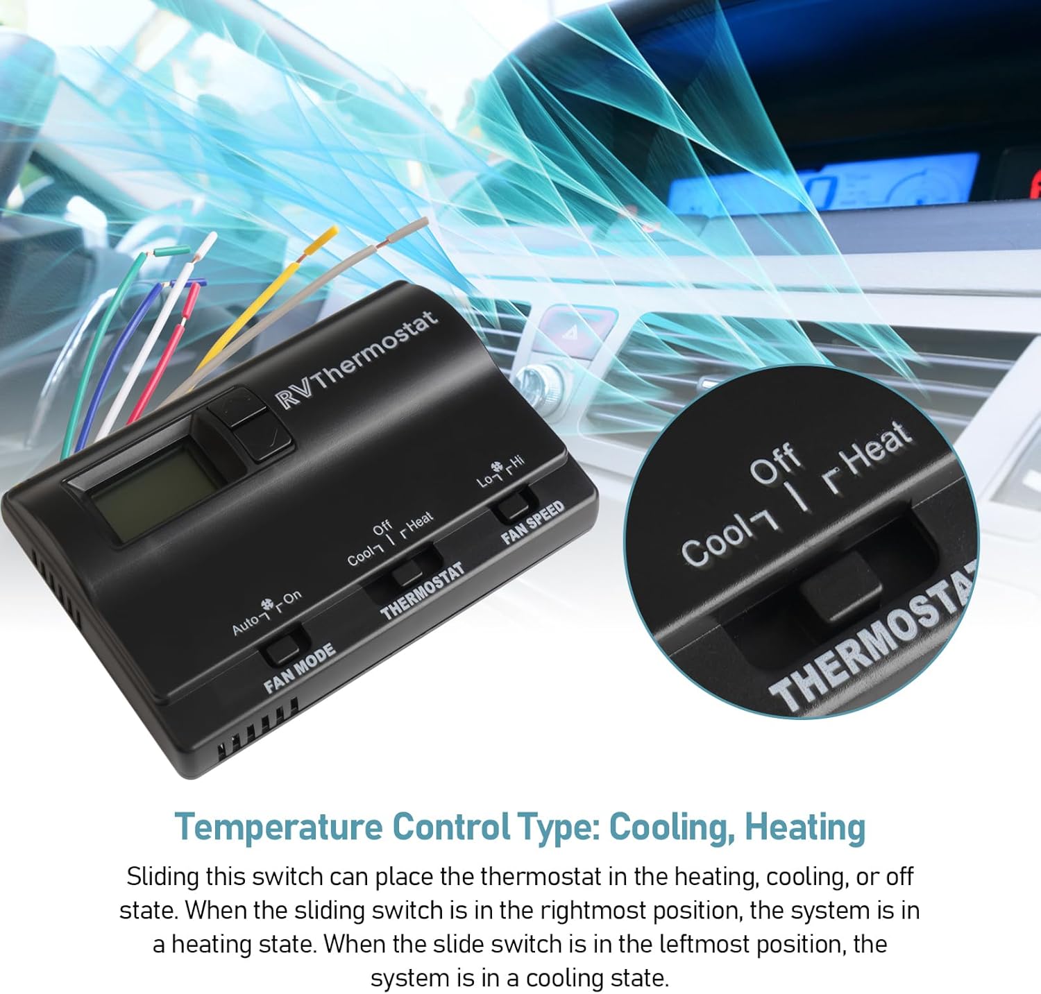 8330D3351 Wall Mounted Digital Cooling and Heating Thermostat, Suitable for Coleman 8330D3351 Thermostat Black