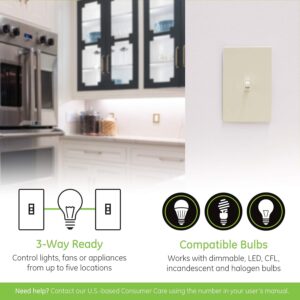 Enbrighten Almond Z-Wave Plus Smart Light Switch with QuickFit and SimpleWire, 3-Way Ready, Compatible with Alexa, Google Assistant, ZWave Hub Required, Repeater/Range Extender, Toggle, 14293
