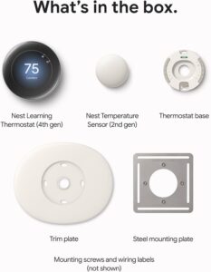 Google Nest Learning Thermostat Pro Edition with Temperature Sensor (4th Gen, 2024) Smart Energy Saving, Advanced Calibration, Adaptive Eco, Compatible with Alexa & Google Home (Polished Silver)