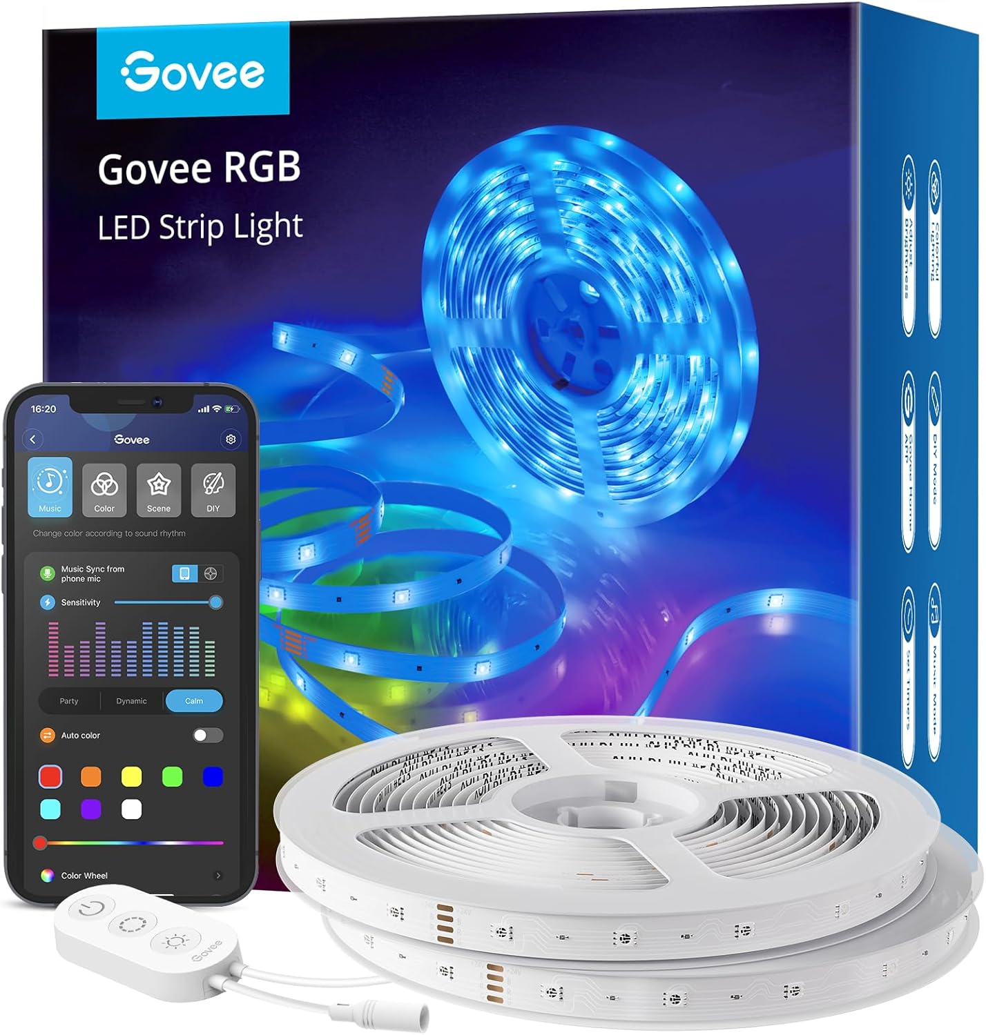 Govee Smart LED Strip Lights, 16.4ft WiFi LED Strip Lighting Work with Alexa and Google Assistant, 16 Million Colors with App Control and Music Sync LED Lights for Bedroom, Home Decor