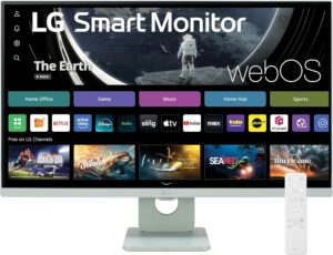 LG 27SR5BF-P 27-inch FHD (1920×1080) Smart Monitor with Streaming TV, webOS, Wireless Keyboard, Mouse, HDR10, IPS Display, webOS, Speaker, ThinQ App, Remote Control, Pink