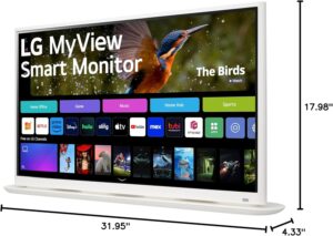 LG 32SR70U-W 32-Inch 4K UHD Smart Monitor with IPS Display webOS 23 USB Type-C Speakers x2 HDR 10 AirPlay 2 Screen Share Bluetooth Remote – White