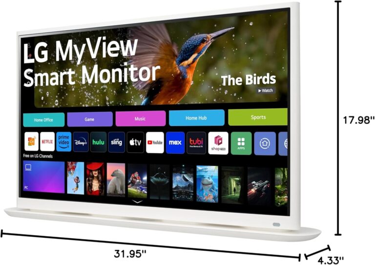 LG 32SR70U-W 32-Inch 4K UHD Smart Monitor with IPS Display webOS 23 USB Type-C Speakers x2 HDR 10 AirPlay 2 Screen Share Bluetooth Remote – White