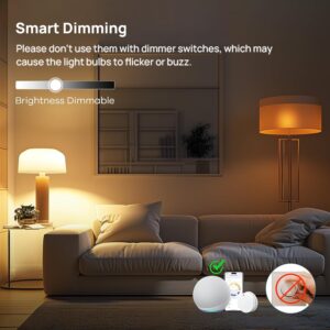 Linkind Matter Smart Light Bulb, WiFi Smart Bulbs, Work with Apple Home, Siri, Alexa, Google, SmartThings, RGTBW Color Changing Bulbs Mood Lighting, Music Sync, A19 E26 60W, 2.4Ghz WiFi 6 Pack