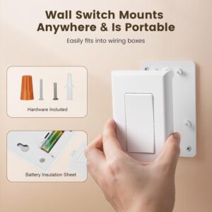 SURAIELEC 3 Way Wireless Light Switch and Receiver Kit, RF 100Ft, No WiFi, No Interference, Expandable 15AMP Remote Control Wall Switches for Ceiling Lighting, Lamp, Fan (Neutral Wire Required)