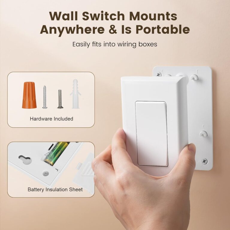 SURAIELEC 3 Way Wireless Light Switch and Receiver Kit, RF 100Ft, No WiFi, No Interference, Expandable 15AMP Remote Control Wall Switches for Ceiling Lighting, Lamp, Fan (Neutral Wire Required)