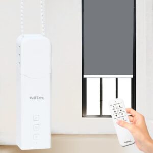 VeilTorq SmartShade Alternative – Remote Controlled Motorized Blinds with Preset Open/Close Levels, Battery Powered, No Bottom Rail!