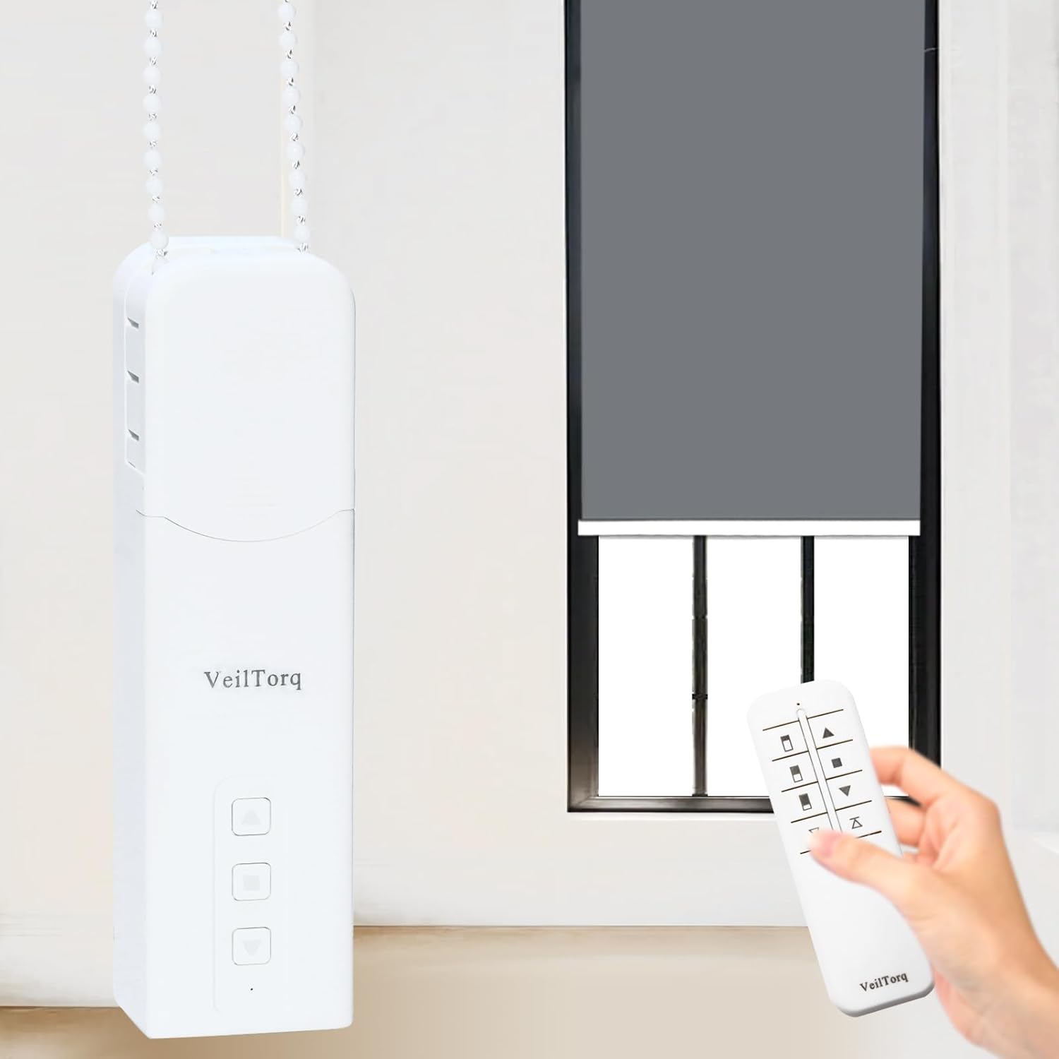 VeilTorq SmartShade Alternative – Remote Controlled Motorized Blinds with Preset Open/Close Levels, Battery Powered, No Bottom Rail!