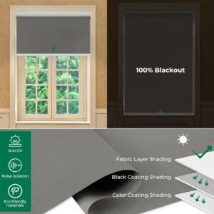 Allesin Motorized Roller Blinds with Remote Control for Windows, Blackout Smart Roller Shade, Battery Powered Electric Smart Blind (White,H72 x W31)