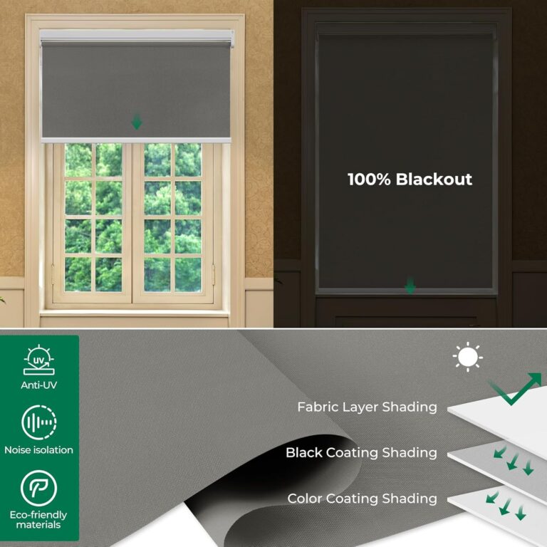 Allesin Motorized Roller Blinds with Remote Control for Windows, Blackout Smart Roller Shade, Battery Powered Electric Smart Blind (White,H72 x W31)