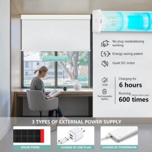 Aprilsmart Motorized Blinds with Remote,Smart Blinds for Indoor Windows Shades,Motorized Roller Shades 100% Blackout (Linen Stone-01, 34″ W x 72″ H)