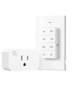 DEWENWILS Remote Control Outlet with Timer, Indoor Remote Timer Outlet, 100FT Wireless Light Switch with 5/15/30/60Min & 2/4Hrs Countdown, 15A/1875W Remote Plug for Household Appliances, FCC Listed