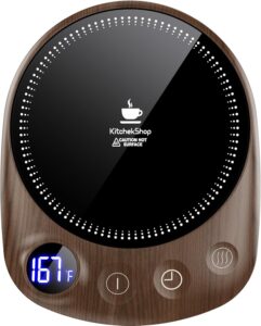 KitchekShop Coffee Mug Warmer – Fastest Heating & Highest Temperature, Coffee Cup Warmer for Desk Auto Shut Off, 4 Temp Settings & 1-12H Timer, Smart Electric Beverage Warmer for Coffee, Tea (Black)