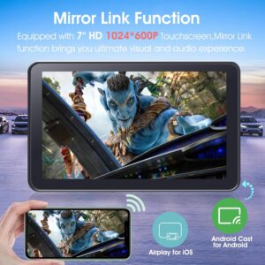Portable Wireless Carplay Car Stereo, 7″ HD Touchscreen for Car with Apple CarPlay & Android Auto with Backup Camera/Mirror Link/Voice Control/Bluetooth/GPS/AUX/FM Satellite Radio for All Vehicles
