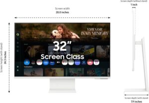 SAMSUNG 32” Smart Monitor M8 (M80F) 4K UHD Display, Samsung Vision AI, Smart TV Apps, Gaming Hub, USB-C, HDMI and USB-A, White, LS32FM803UNXZA, 2025