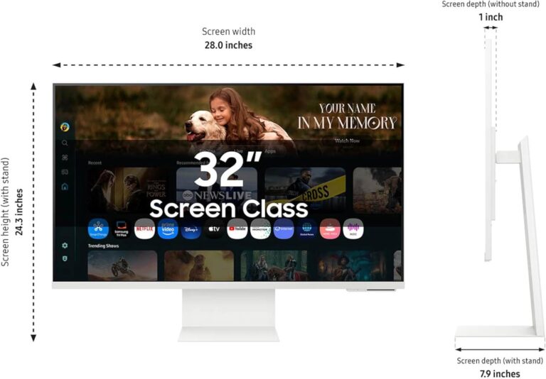 SAMSUNG 32” Smart Monitor M8 (M80F) 4K UHD Display, Samsung Vision AI, Smart TV Apps, Gaming Hub, USB-C, HDMI and USB-A, White, LS32FM803UNXZA, 2025