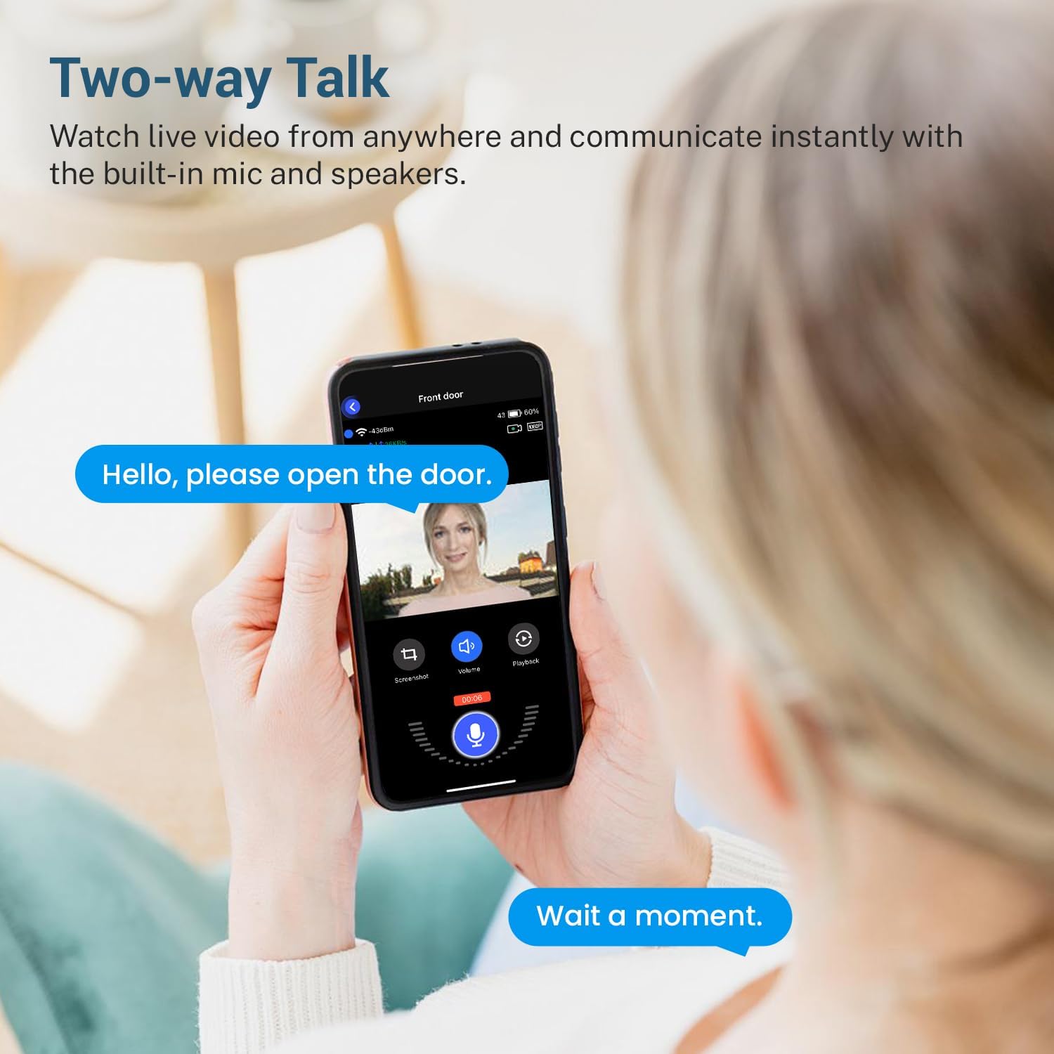 SearByte Wireless Smart Doorbell Camera, 1080P Video Resolutions, HD Live Image, AI Human Detection, Instant Alert, 2.4GHz Wi-Fi, Two- Way Audio, Night Vision, Cloud Storage,(Excluding Receiver)
