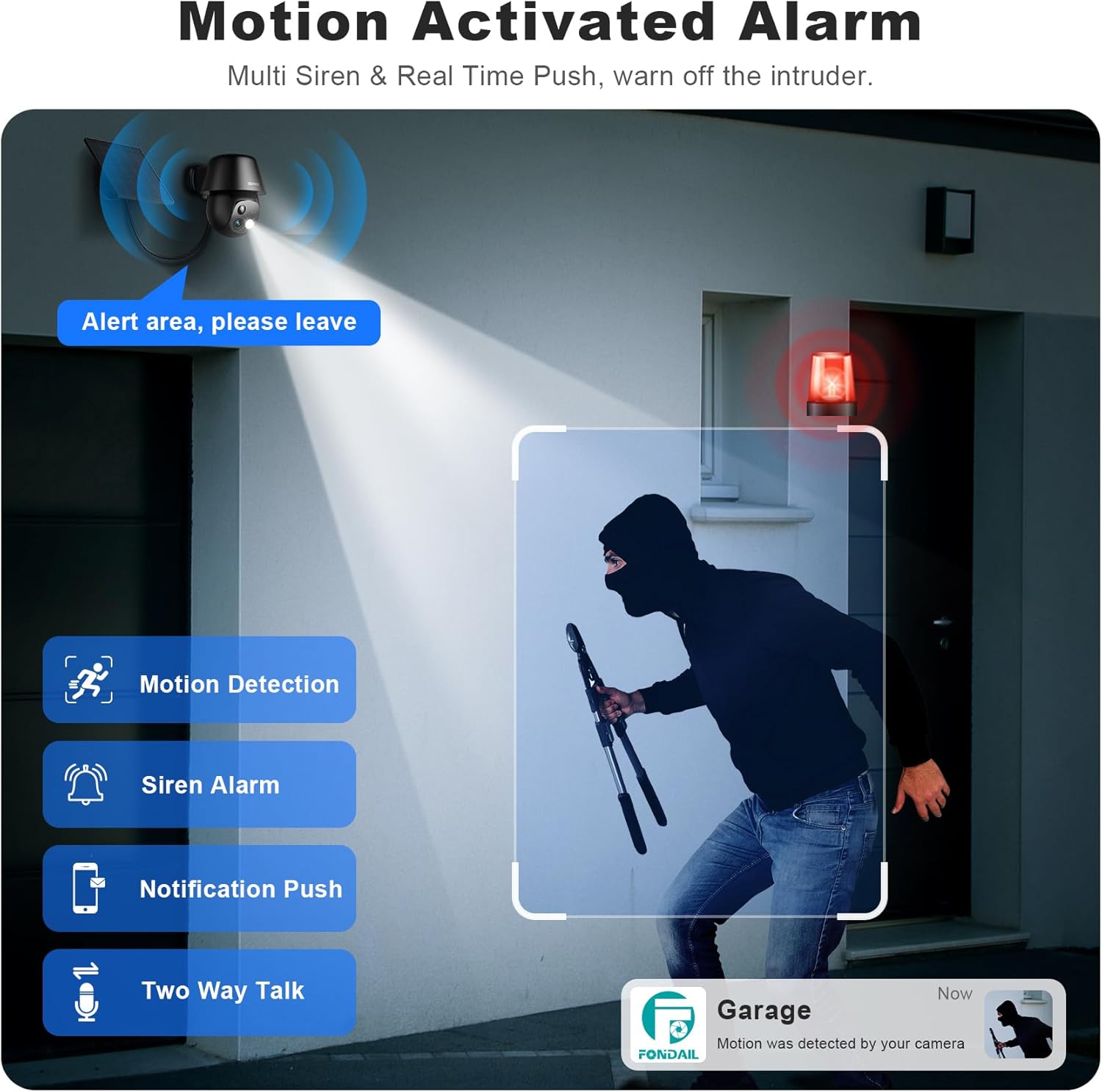 Solar Security Cameras Wireless Outdoor, 2K Pan/Tilt 360° View Solar/Battery Powered WiFi Cameras for Home Security with AI Motion Detection, Spotlight, 2-Way Audio, Siren, IP65, SD/Cloud Storage