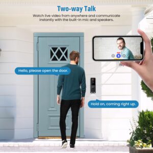 SpinLens 1080p Smart Wireless Doorbell Camera, Ai Human Detection,Real-Time Alerts, Night Vision in Full Color, 2-Way Audio, Battery Powered, Cloud Storage Service (Sold Separately), 2.4Ghz WiFi Only