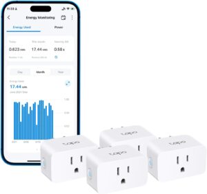 TP-Link Tapo Smart Plug Mini, Matter Compatible, Compatible with Alexa, Google Home & Samsung SmartThings, Energy Monitoring, 15A, UL Certified, 2.4G Wi-Fi Only, Tapo P110M(4-Pack)