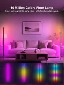 Tyute Corner Lamp, Led Floor Lamp, RGB Ambient Lighting, Smart Modern Floor Lamp with Remote, Color Changing Dimmable Corner Light with Music Sync, Mood Lighting for Bedroom, Living Room Gaming Room