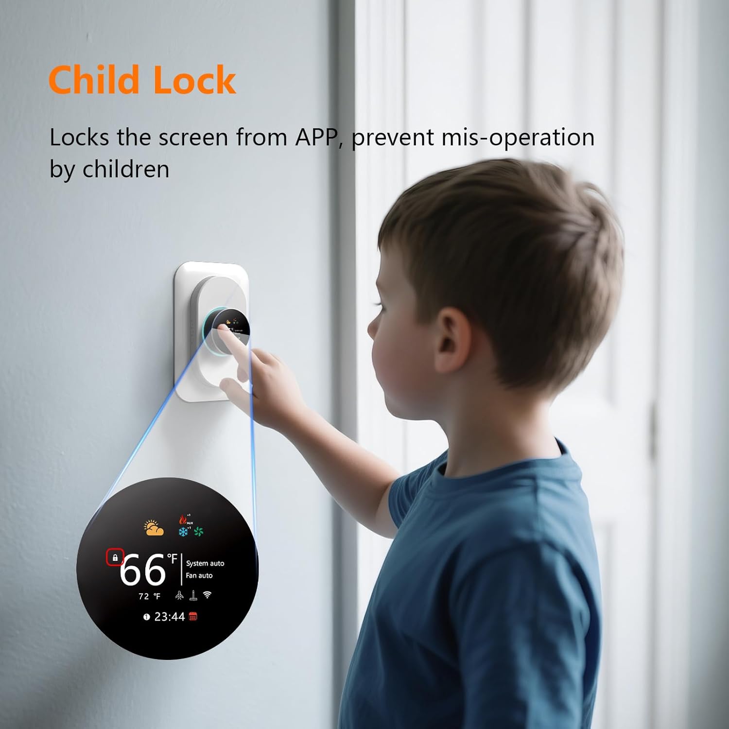 BSEED Wi-Fi Smart Thermostat for Home, Heat Pump Thermostat Touch Screen with Energy Saving, 7 Day Programmable (Holiday Mode), Works with Alexa and Google Assistant, White（C-Wire Adapter Included）