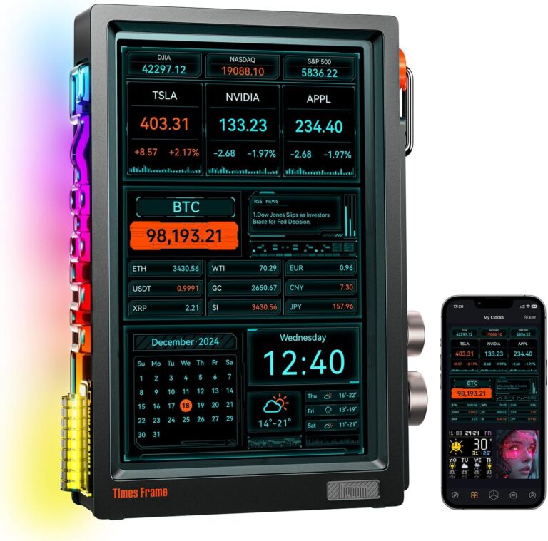 Divoom Times Frame-10.1″ Digital Picture Frame Transparent IPS Smart Linux OS with RGBLED Rotary Knob WiFi 64GB 400+Clock Faces Widget 50+API Feeds Gift Mode Pixel Art Community Personalized Display