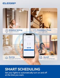 ELEGRP Smart Light Switch, 2.4GHz Wi-Fi Single Pole Light Switch Compatible with Alexa and Google Assistant, Neutral Wire Required, APP Remote Control and Timer Schedule, UL Certified (White, 2 Pack)