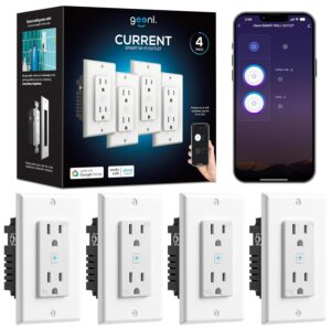 Geeni Smart WiFi in-Wall Outlet, White, 4 Pack 2 Outlets – No Hub Required – Smart Outlet Compatible with Alexa, Google Home, Requires 2.4 GHz WiFi