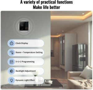 Programmable Smart Thermostat for Electric Heating, WiFi Thermostat with APP Control, LED Touch Screen/Voice/Weather/AC95-240V, Compatible with Smart Life/Google Assistant/Alexa/Tuya/Apple Homekit