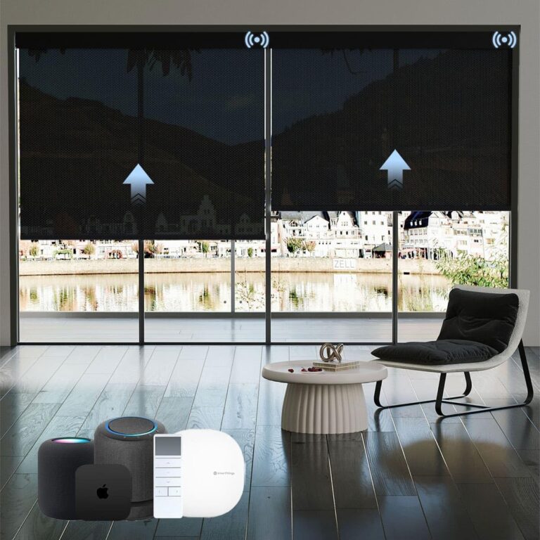 Uilvffo Motorized Blinds with Remote, Blackout Smart Blinds for Windows Automatic Shades Compatible with Alexa, Motorized Shades Customized for Bedroom Home Office (Multicolor Fabric Sample)